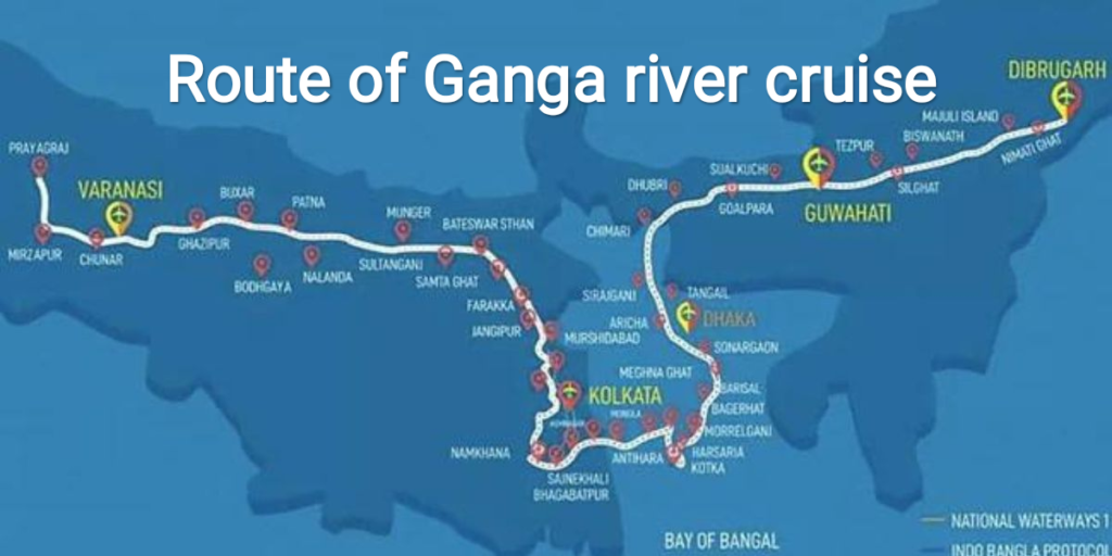 গঙ্গা বিলাস রিভার ক্রুজ : Route of Ganga vilas cruise - largest river cruise in the world